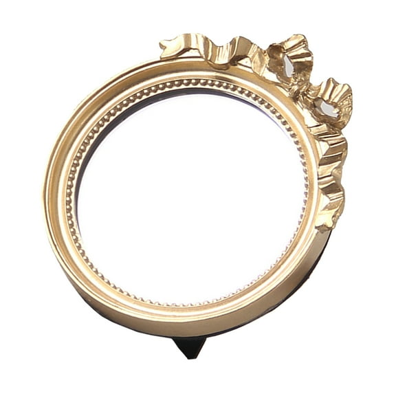 Milisten 1Pc Portable Round Bowknot Makeup Mirror Small Resin Mirror for Women