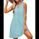 thumbnail image 2 of Vestidos de Verano para Mujer 2025, Informales, Holgados, Sin Mangas, con Ojales, con Bolsillos, Azul , XXL, 2 of 6