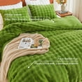 thumbnail image 5 of EMME Faux Fur Duvet Cover King Size, 3 Pieces Ultra Soft Fluffy Comforter Cover, Cozy Warm for Winter, Luxury Elegant Bubble Design Bedding, 1 Duvet Cover & 1 Pillow Shams (King, Green), 5 of 6