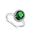 thumbnail image 4 of CHOOSE YOUR COLOR Simulated Emerald Oval Solitaire Ring .925 Sterling Silver Band Green CZ Female Size 9, 4 of 4