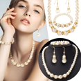 thumbnail image 3 of DESIGNICE 2026 New Jewelry Sets Elegant Luxury Lady Jewelry Pearl Set Necklace Earrings Bracelet Three Piece Set for Party, Wedding, Anniversary, Gift (Gold), 3 of 8