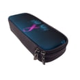 thumbnail image 6 of Picia Two Human Hands are Holds Pink Ribbon Awareness Pattern Large Capacity PU Leather Pencil Case Organizer Pen Marker Holder Double Zipper Storage Bag Big Pencil Pouch for College Office, 6 of 6