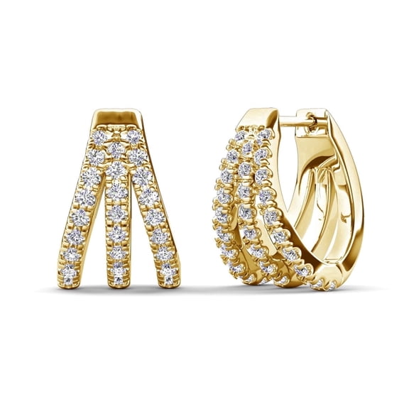 Cate & Chloe Aliyah 18k Yellow Gold Plated 14mm Hoop Earrings with Simulated Diamond Crystals for Women