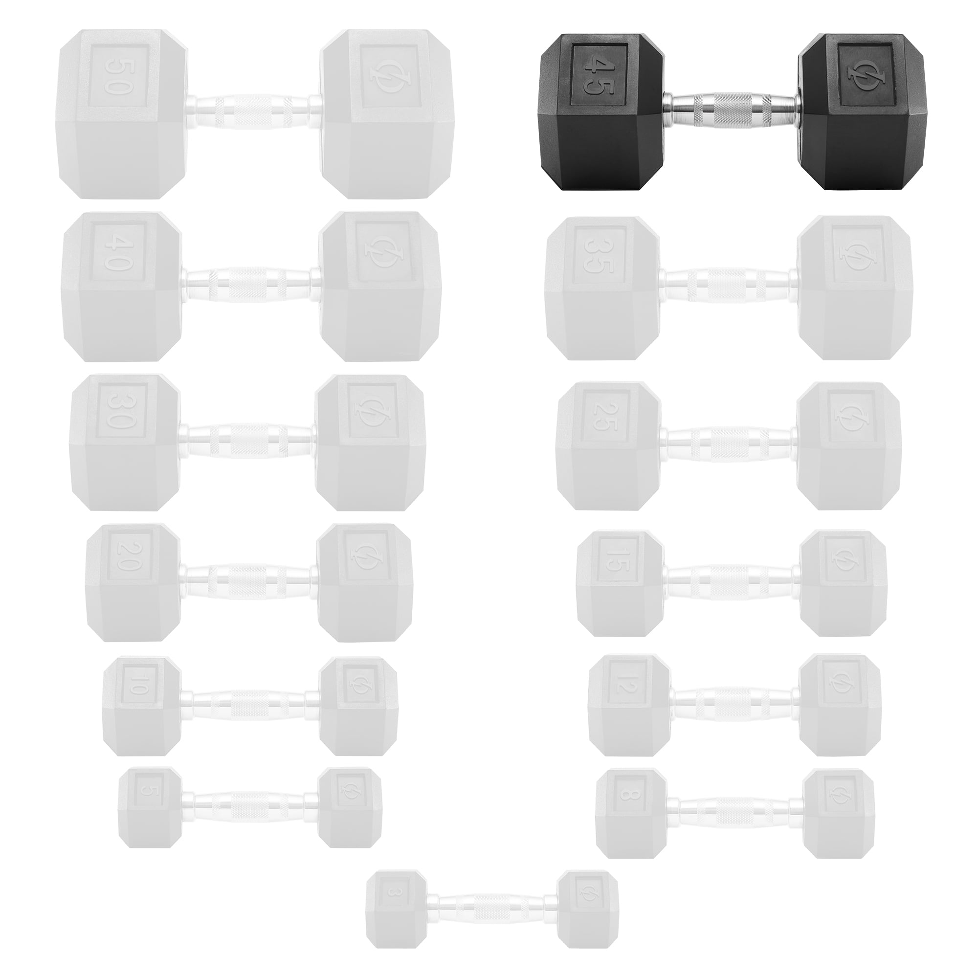 Philosophy Gym Rubber Coated Hex Dumbbell Hand Weights, 45 lb Pair