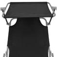 thumbnail image 3 of Outdoor Foldable Sun Chaise Lounger with Canopy, 74 Inch Steel, Black, 3 of 6
