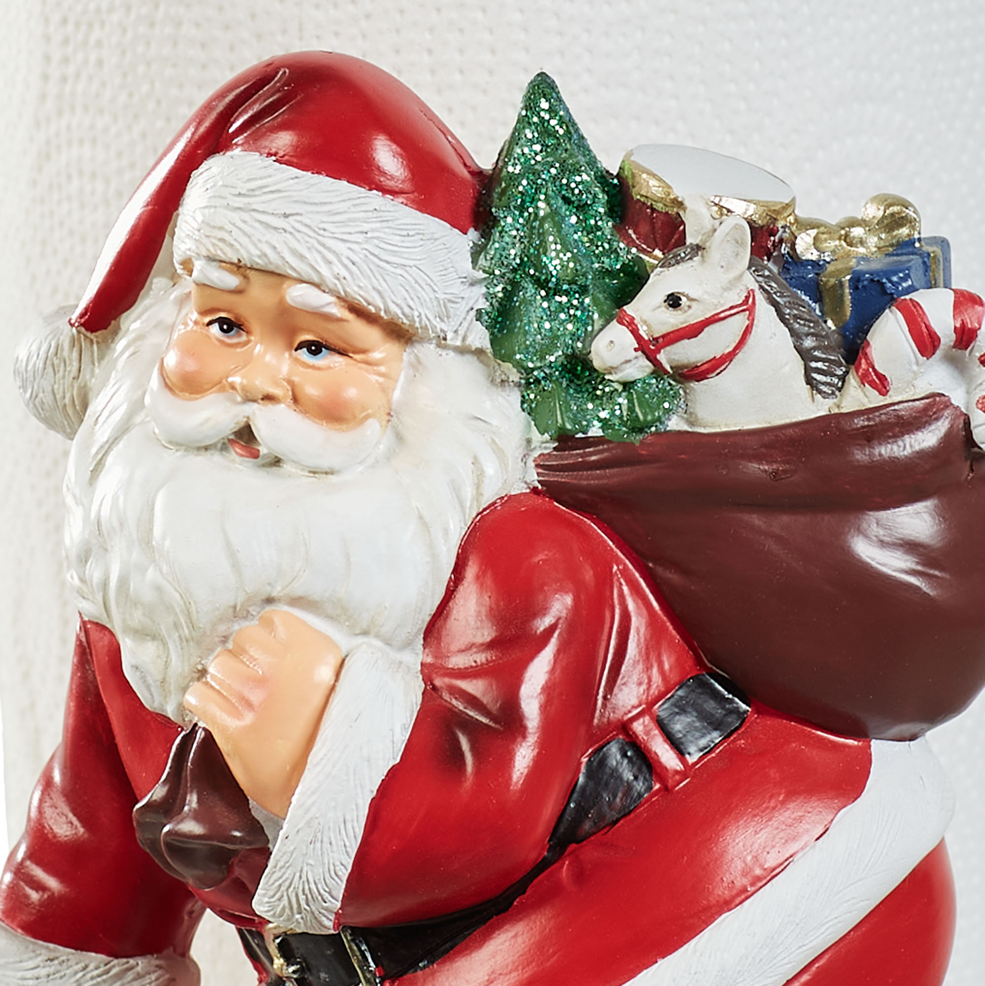 Santa Claus Down the Chimney Paper Towel Holder Holiday Red - 13 Inches High 7"Wx8"Dx13.5"H