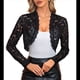 thumbnail image 3 of Cárdigan de Encaje para Mujer, Larga, Transparente, con Estampado Floral Negro M, 3 of 9