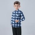 thumbnail image 4 of Cowsor Boy's Button Down Regular Fit Long Sleeve Plaid Casual Shirts, 4 of 7