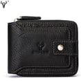 thumbnail image 1 of Genuine Leather Zipper Wallet For Men - RFID Blocking Large Capacity Credit Card Holder Holder Wallet, Business Style, Solid Color, 1 of 4