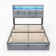 thumbnail image 4 of Pouseayar Full Size Smart Control LED/music Mode Bed Frame with Charging Station and Storage, 2 Drawers at The End of The Bed, Linen Fabric Light Gray, 4 of 9