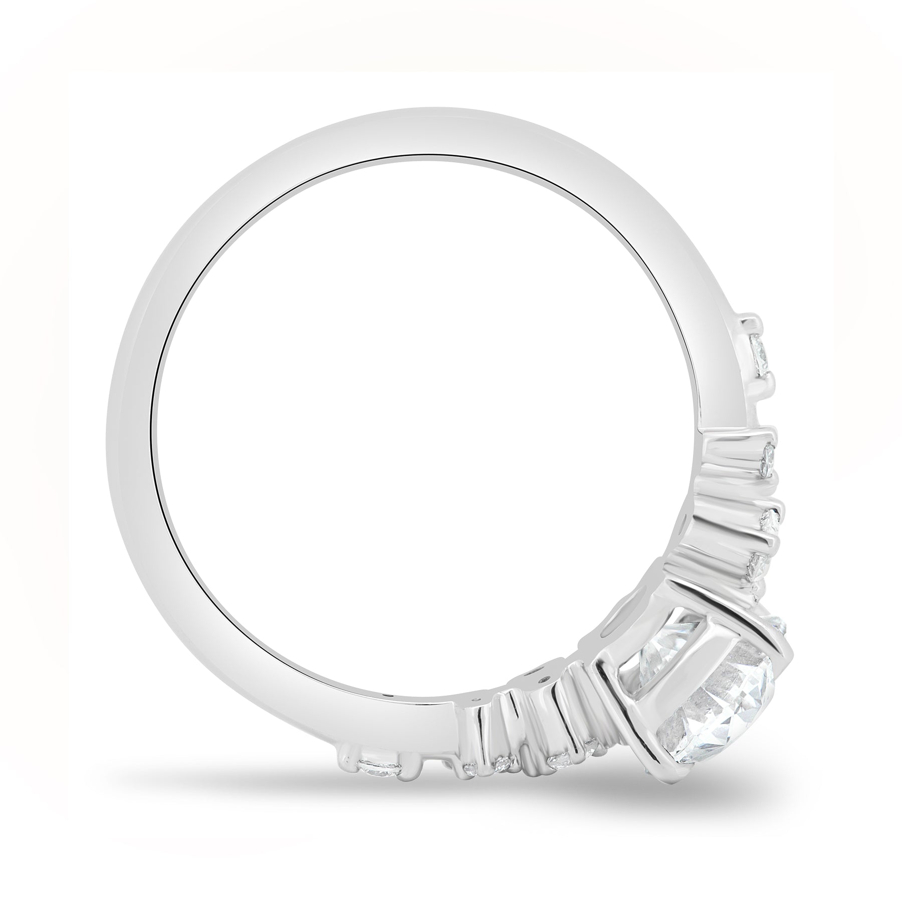 ESTE ORIGIN 1.25ct Oval Moissanite Engagement Ring with Accent Stones – 14K White Gold Promise Ring for Women, US 9.