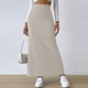 thumbnail image 2 of Falda lápiz midi elástica de punto acanalado de cintura alta para mujer: bajo con abertura, ajuste ceñido, ropa informal, 2 of 8