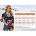 thumbnail image 3 of Nlife Women Floral Blouse for Women Hawaiian 3/4 Sleeve Top Tropical V-Neck Casual Shirt with Button Details, 3 of 7