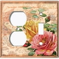 thumbnail image 4 of Metal Light Switch Plate Outlet Cover Beige Floral Leaf Letter Damask FLW053, 4 of 13