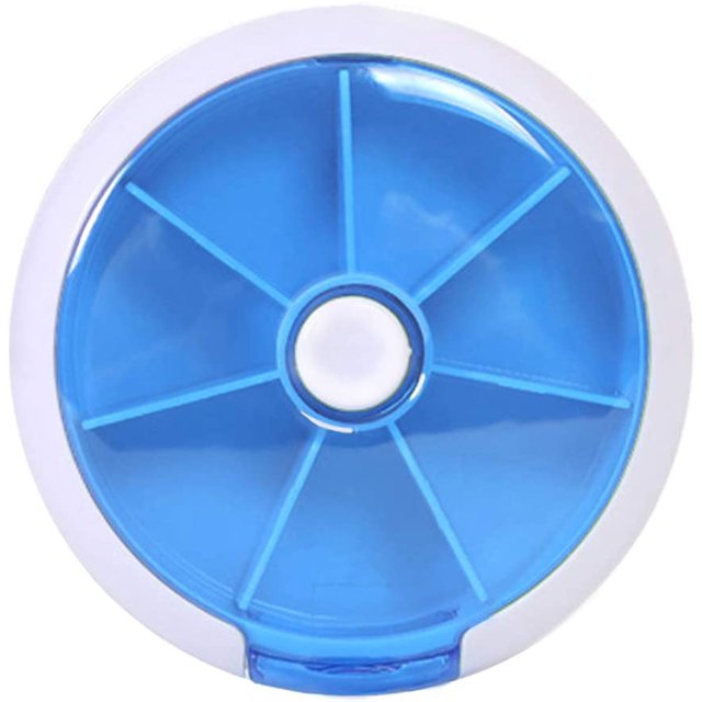Organizador de pastillas semanal, pastillero, 7 días, 3 veces, dispensador de pastillas, botón giratorio, planificador de pastillas con 7 compartimentos Xemadio WMZY-117-1