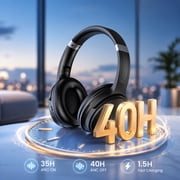 TOPVISION Active Noise Cancelling Headphones, Wireless Bluetooth 5.4 Headphones with Long Battery Life, Deep Bass, Built-in Mic, Over-Ear Headphones for Travel, Work, Compatible with iOS, Android, PC