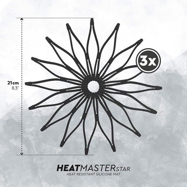 Juego de 3 Salvamanteles de Silicona - Aislantes, Antideslizantes y Plegables - Resistentes al Calor hasta 230°C - Gris Oscuro, Forma de Estrella ZefeiWu 1327534172966