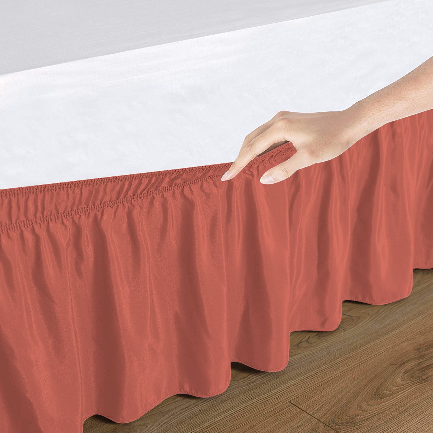 D.N.G. BEDDINGS 1 Piece Wrap Around Bed Skirt, 8 Inch Deep Pocket, 800 Thread Cotton 100% Egyptian Cotton, California King Size (72" x 84") Inch, Solid Brick Red