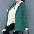thumbnail image 4 of IROINNID Women's Winter Warm Jacket Solid Color Long Sleeve Warm Pocket Quilted Coat Jacket Winter Zipper Outerwear, Green, 4 of 7