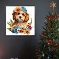 thumbnail image 2 of Pintura de diamante 5D DIY, taladro redondo completo, racimo de flores, perro, decoración del hogar, 30x30cm, 2 of 9