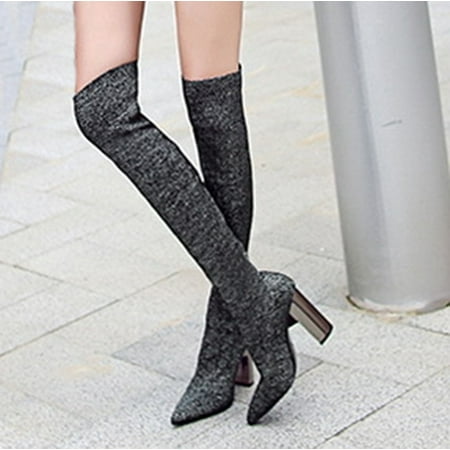 

Midewhik Breathable Chunky Thigh Women s Heels High Fashion Boots Retro Zipper Shoes Women s Boots