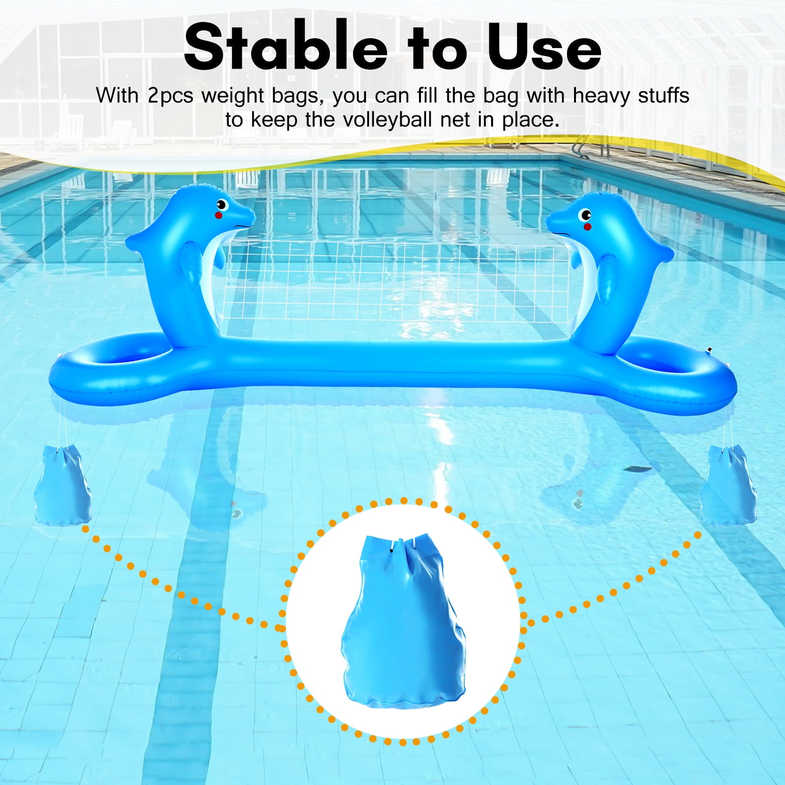 Inflatable Swimming Pool Volleyball Game Set (Includes net & game ball