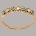 thumbnail image 3 of LBG British Made 18k Rose Gold Natural Diamond & Emerald Womens Promise Ring - 33 size options - Size 10.5, 3 of 9