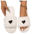 thumbnail image 4 of uublik Sleepers Womens Fuzzy Slippers Indoor Home Slippers House Slippers Open-Toe Breathable Winter Indoor Slippers, Beige, 4 of 5
