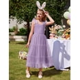 thumbnail image 7 of Arshiner Girls Summer Dress Tulle Ruffle Sleeve Smocked Cami Maxi Tiered Casual Tween Sundress, 7 of 7