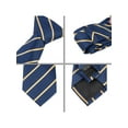 thumbnail image 2 of INSPIRE CHIC Men's Stripes Tie Set Self-Tied Necktie Pre-Tied Bow Ties Pocket Square Sets for Formal Navy Blue Yellow Stripe, 2 of 6