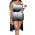 thumbnail image 1 of Women Ribbed 3 Piece Outfits Camisole Sleeveless Open Front Cardigan Tights Short Pants Matching Sets Tracksuit Clubwear, 1 of 6