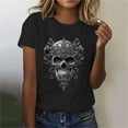 thumbnail image 4 of Halloween Skull Shirt for Women Ghost Shirt Cute Spooky Short Sleeve Tshirt Vintage Gothic Graphic Blouses Pumpkin Print Tees Casual Vacation Pullover Tops, 4 of 5