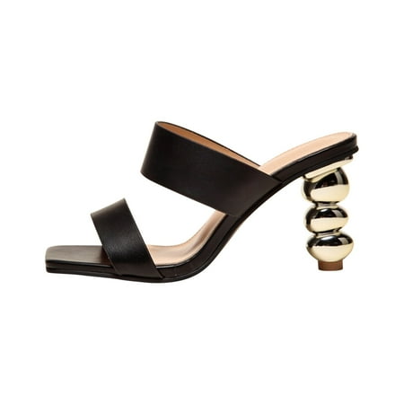 

Wmkox8yii Women s Shoes Gourd Skewers High Heels Square Toe Stylish Casual Solid Color Sandals