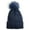 Navy, variant on Newbee Fashion - Women Winter Faux Fur Pom Pom Beanie Hat with Warm Fleece Lined Thick Skull Ski Cap Stylish & Warm in Pink