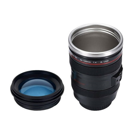 Image of 3pk 350ml Caniam Camera Lens Travel Mug Lens Cup Tea Mug Black