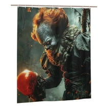 It Pennywise Horror Shower Curtain, Waterproof Washable Decorative Shower Curtain for Bathroom Bathtub, Bath Accessories Decor Set with 12 Hooks 60x72Inch Plastic