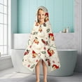 thumbnail image 6 of Beige Christmas Santa Pattern Hooded Bath Towel，50"x30" for Ages 3 To 12 Kids, Quick Dry Lightweight Soft Microfiber Hood Beach Towel Cover Up for Kids, 6 of 7
