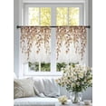 thumbnail image 4 of Eucalyptus Leaves Sheer Curtains 45 Inch Length 2 Panels Set Window Treatments, Brown Summer Botanical Weeping Rod Pocket Semi Curtains for Living Room/Bedroom/Kitchen Décor, 104"W x 45"L, 4 of 7