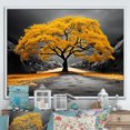 thumbnail image 1 of Designart Forest framed wall Art, Yellow And Grey Tree euphony , Forest framed wall art decor, Yellow Traditional White Framed Wall Art, 32x16 inches White Color Frame, 1 of 5