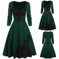 thumbnail image 2 of NMMUED Womens Halloween Costumes Maxi Dresses Bell Sleeve Dress Womens Halloween Apparel Halloween Costumes Halloween Outfits for Women Victorian Costume Women Green L, 2 of 5