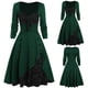 thumbnail image 2 of Gibobby Vestido Elegante Plus Bowknot Vestido de mujer Botón vintage Tamaño simulado Encaje Flor Vestido de fiesta Vestido de mujer(Verde, L), 2 of 5