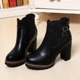 thumbnail image 3 of NECHOLOGY Botas Mujer Adulto Femenino Zapatos Botines para mujer Botas altas de tacón único botas gruesas para mujer zapatos de mujer con cremallera botas de mujer (Black, 8.5), 3 of 6