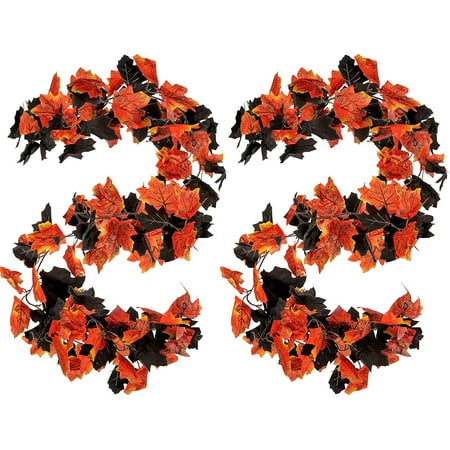 5.9 ft Fall Maple Leaves Garland Artificial Autumn Garland Fake Maple Leaf Garland Decoration for Home Thanksgiving Dinner Fireplace Wedding Party Door Frame Decor