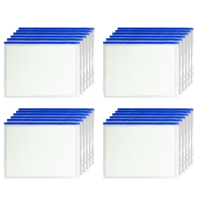 Blue Pack of 20 Plastic Envelope Poly Zip Envelop Plastic Envelopes Files Zipper Folders, A5 Size Document Folder, Letter Size, for School Office Supplies Filing Products File Organizer Folders