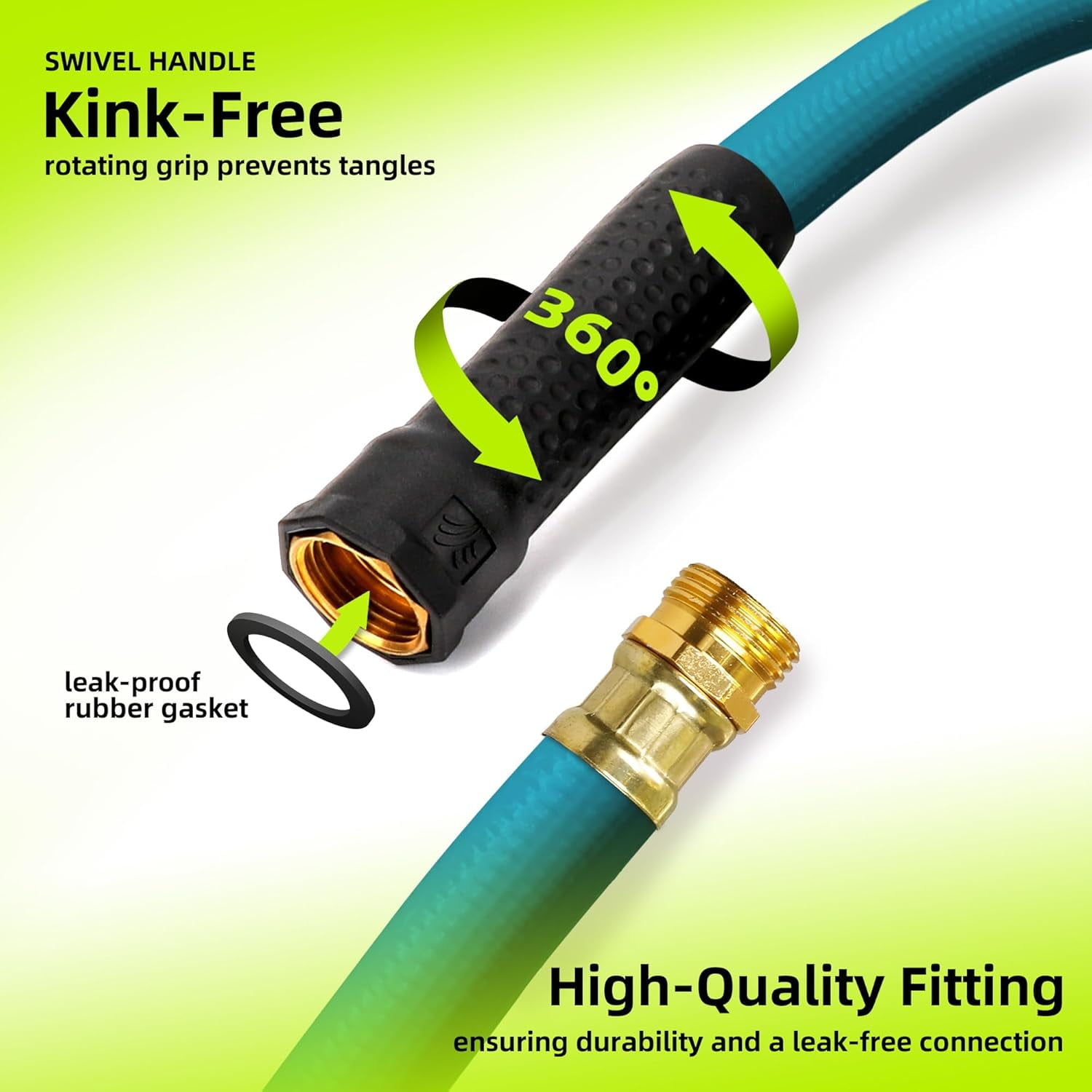 Lead-in Short Garden Hose 3/4 in. x 2 ft. -Heavy Duty Durable Lightweight PVC Rubber Water Pipe for Agriculture, Lawn Care & Commercial Use -No Kink, Flexible, Leakproof, Male to Female Fittings