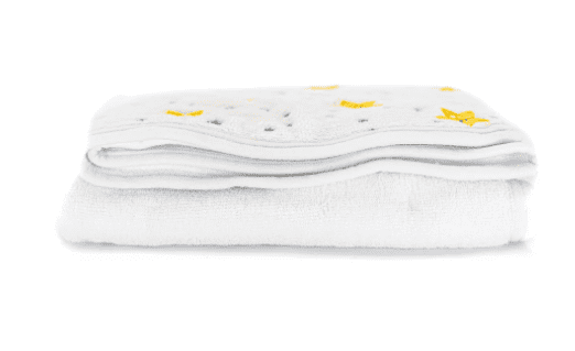 Primo Passi Baby Hooded Terry Bath Towel with Apron Neck Strap, 40x40 White