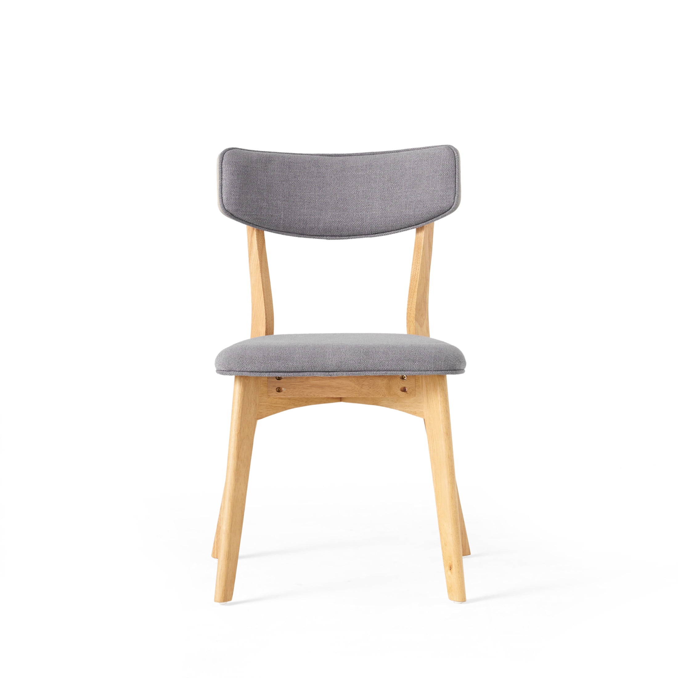 Noble House Sadie Indoor Mid Century Modern Fabric Dining Chairs, Set of 4, Grey+Natural