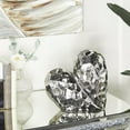 thumbnail image 2 of 12" x 11" Silver Porcelain Ceramic Dimensional Angled Origami Inspired Heart Sculpture with Faceted Exterior, by DecMode, 2 of 7