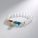 thumbnail image 3 of Pulsera de cuentas luminoso esmerilado transparente de cristal blanco de color natural de piedra colgante de joyería mamá pulsera mamá regalo, 3 of 8