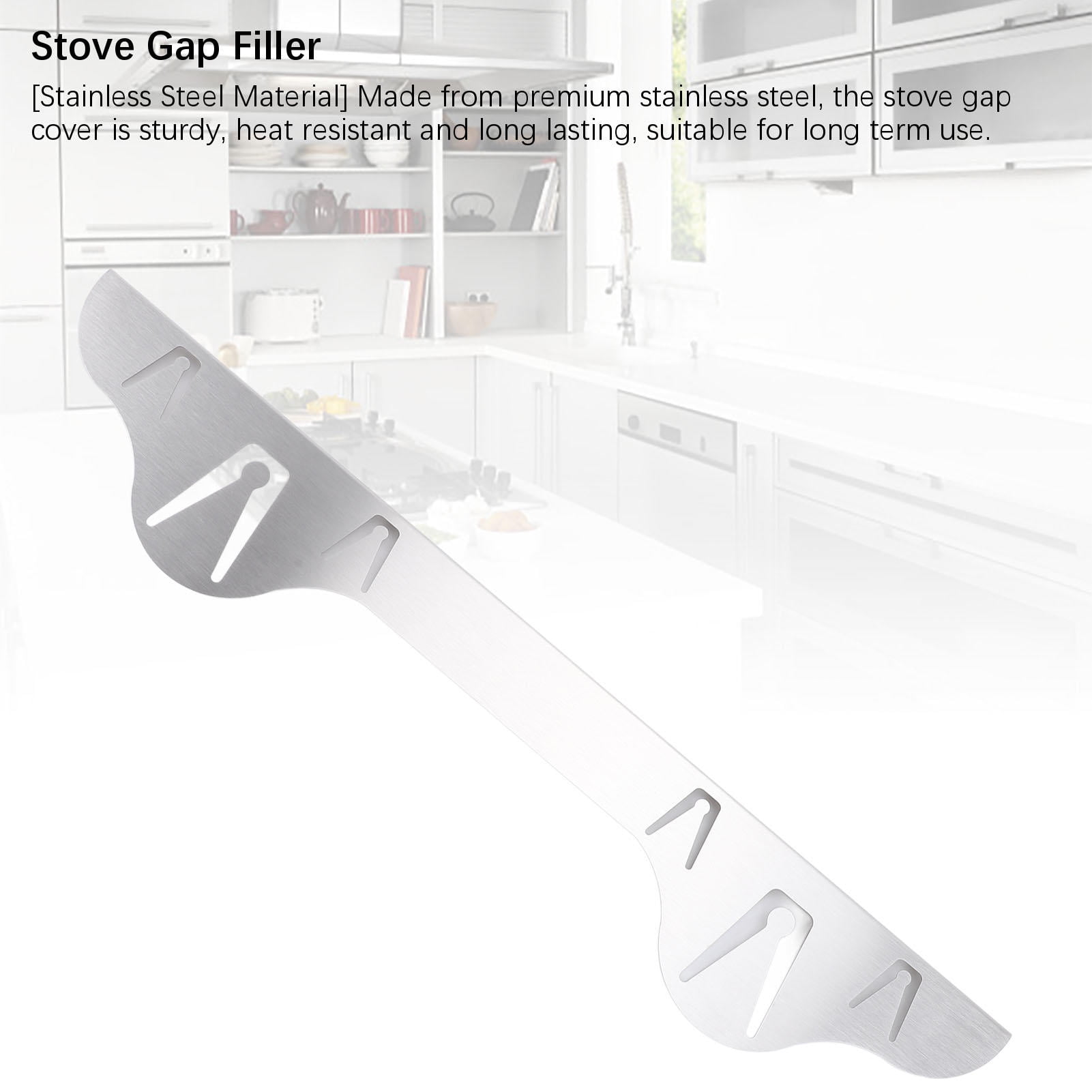 BIMZUC 2‑Pack Stainless Steel Stove Gap Cover 23.4"x3.9" – Heat‑Resistant, Dishwasher Safe, Modern Kitchen Filler